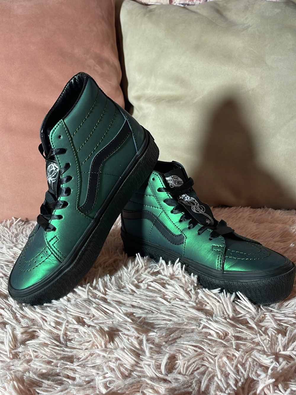 Vans Iridescent Green/Black High-Top Sneakers Harry Potter